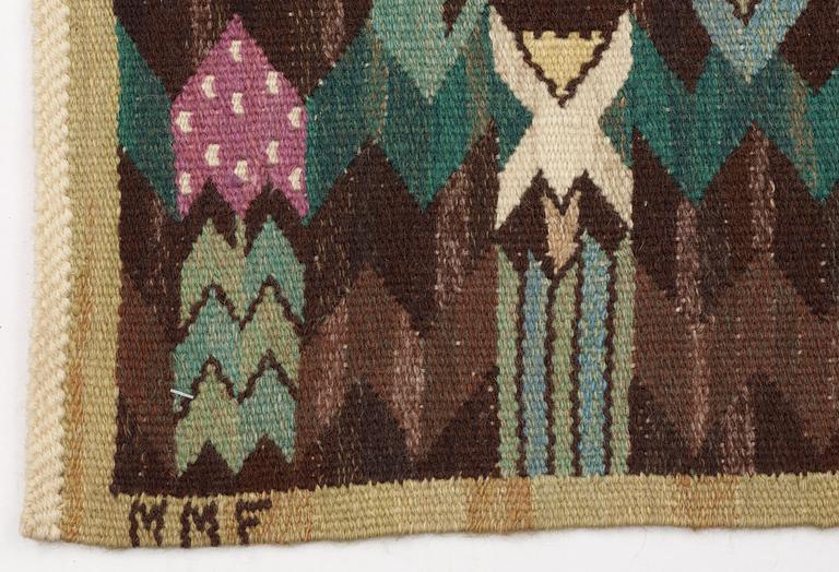 TEXTILE. "Täppan". Tapestry weave (Gobelängteknik). 62 x 104 cm. Signed MMF.