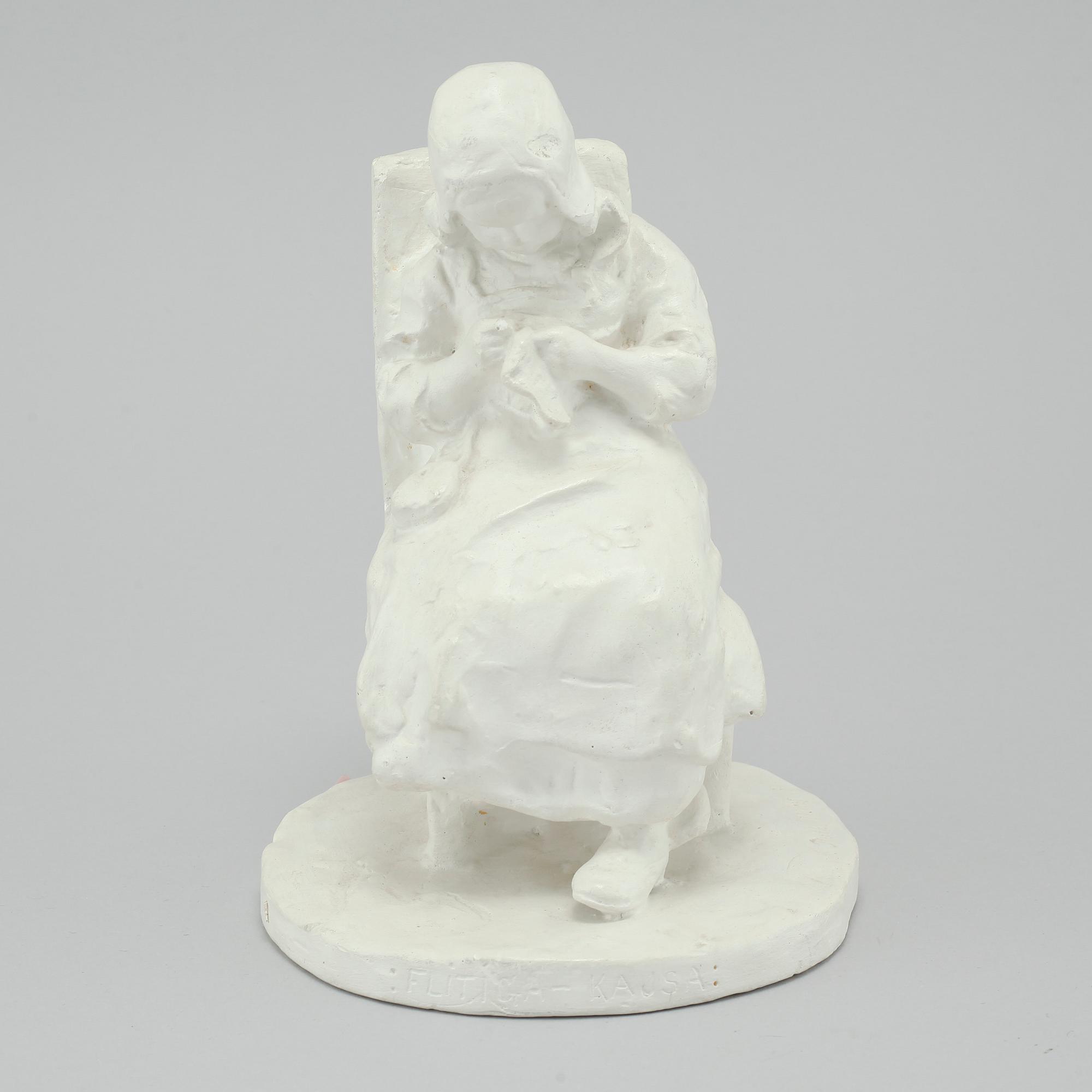 RUTH MILLES, sculpture, plaster, signed and dated 1911.