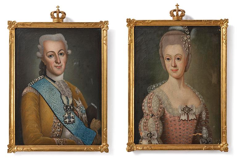 Swedish artist, 18th century, after Alexander Roslin, “Gustav III” (1746–1792) & “Sofia Magdalena” (1746–1813).