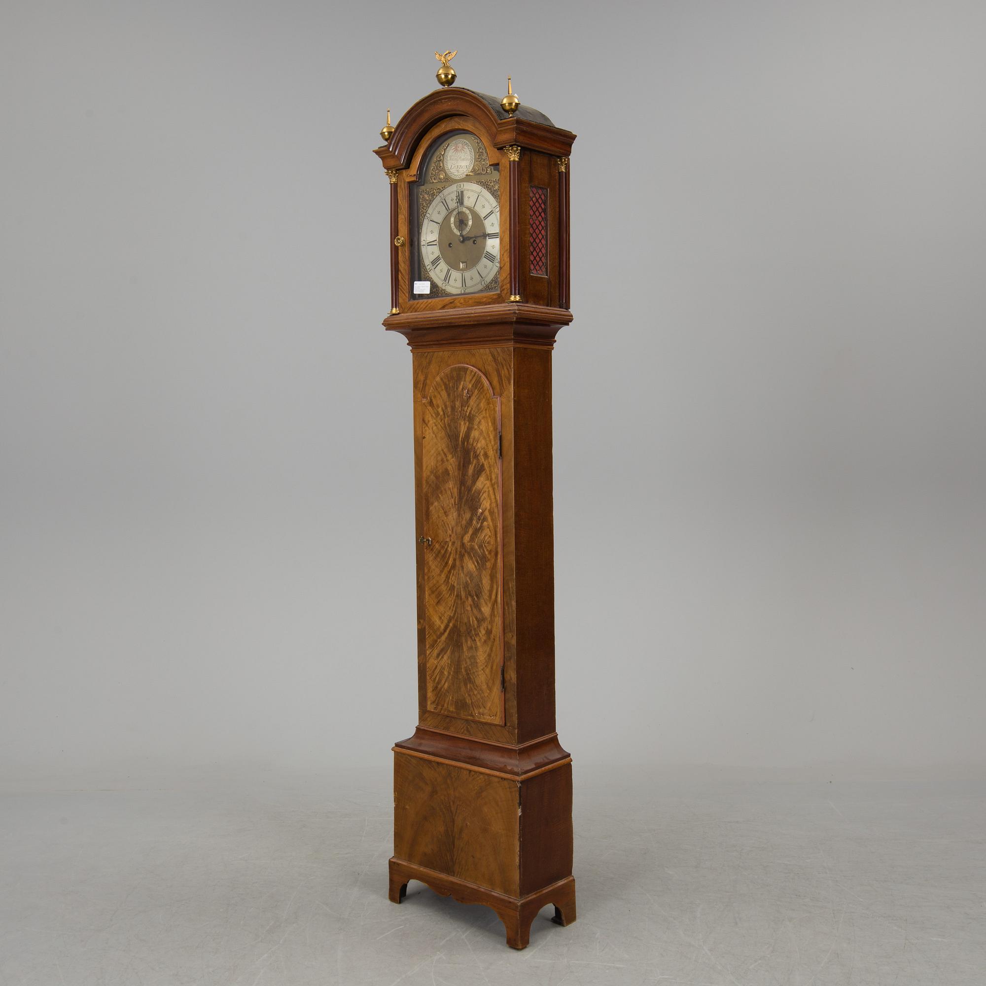 A mahogany veneered grandfather clock by John Parkes London.