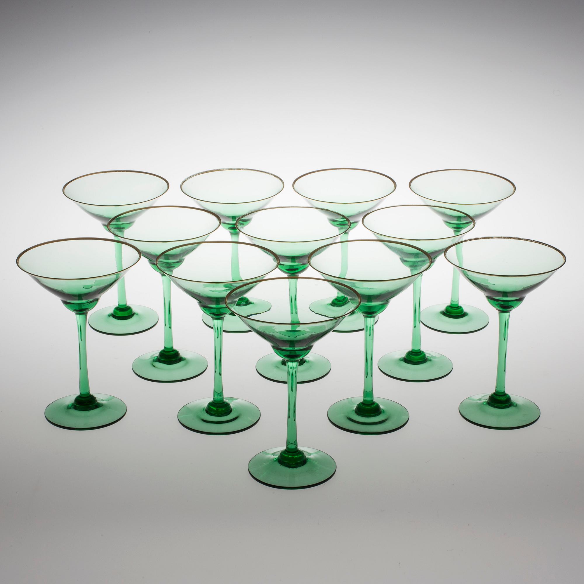 MARTINIGLAS 12 st, troligen Trelleborgs glasbruk, 1950-tal.