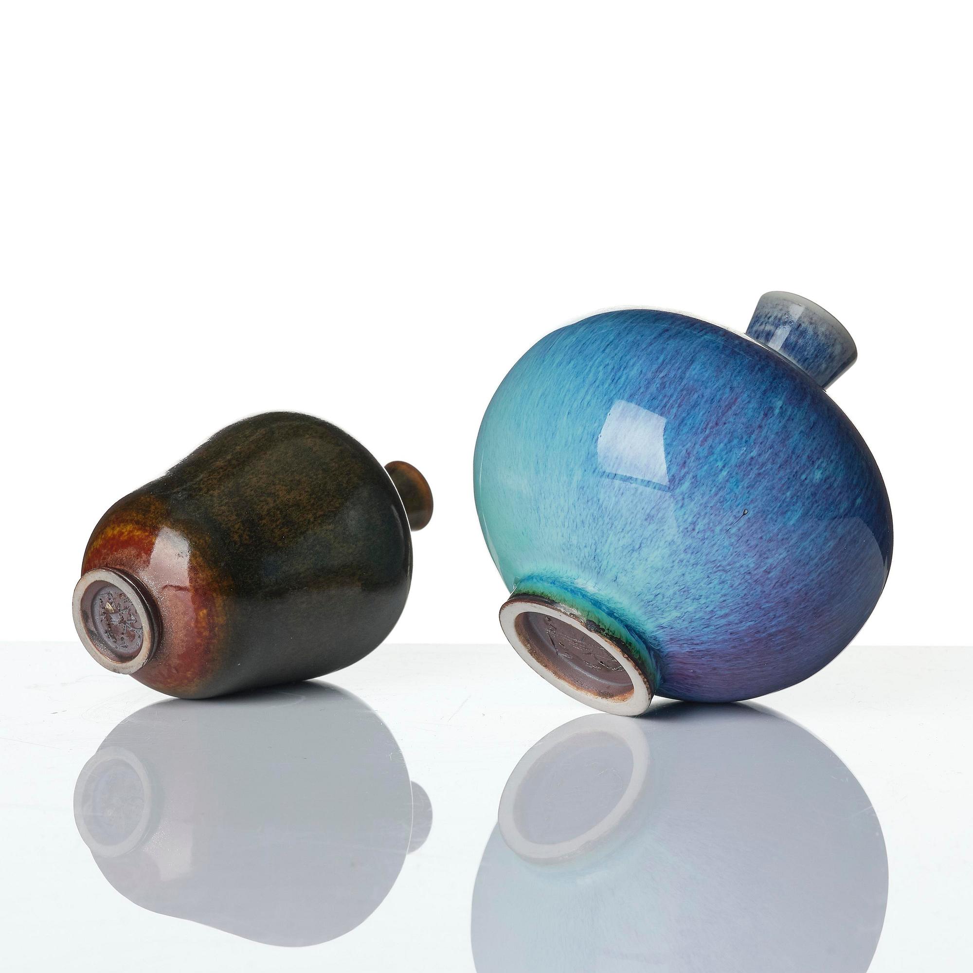 Berndt Friberg, a set of five stoneware vases and three bowls, Gustavsberg Studio 1969-76.