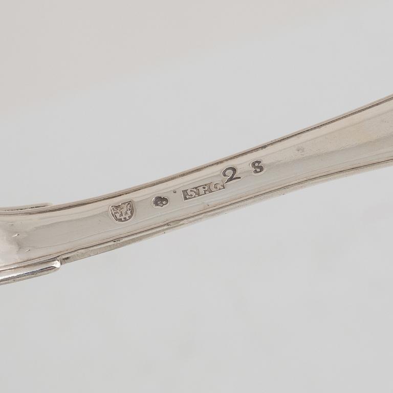 Gafflar, 10 st, silver, bl.a. Magnus Ljungqvist, Kristianstad 1798.