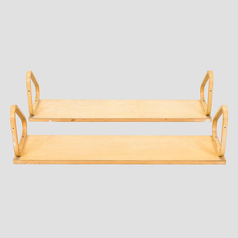 Alvar Aalto, two '112B' shelves, Artek, late 20th century.