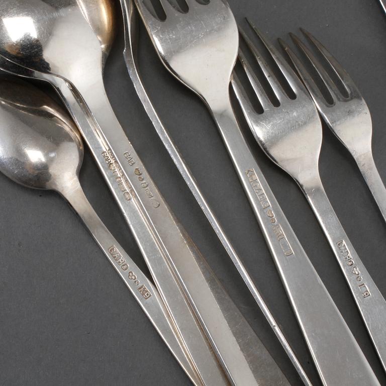 BESTICKSUPPSÄTTNING, 81 delar, "Rosenholm", silver, 1900-talets andra hälft. Vikt ca 3050 gram.