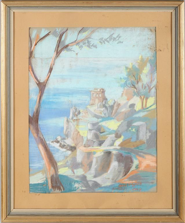 OKÄND KONSTNÄR, pastell, otydligt signerad och daterad 1948.