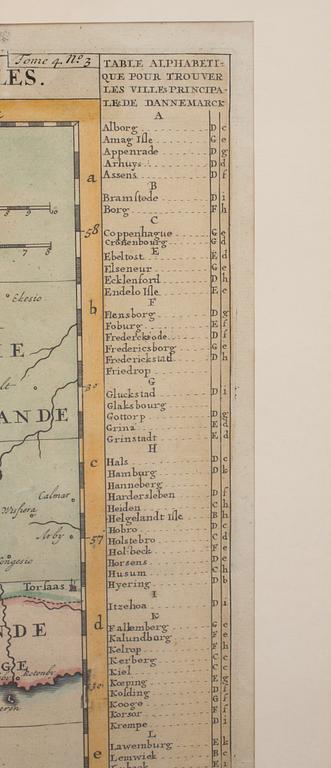 KARTA, Danmark och södra Sverige, 1700-tal.