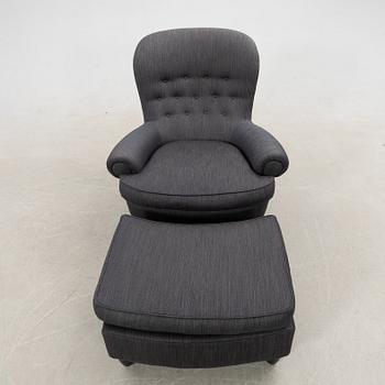 Carl Malmsten, armchair with footstool, "The Giant Toad", O. H. Sjögren, Tranås, 2015.