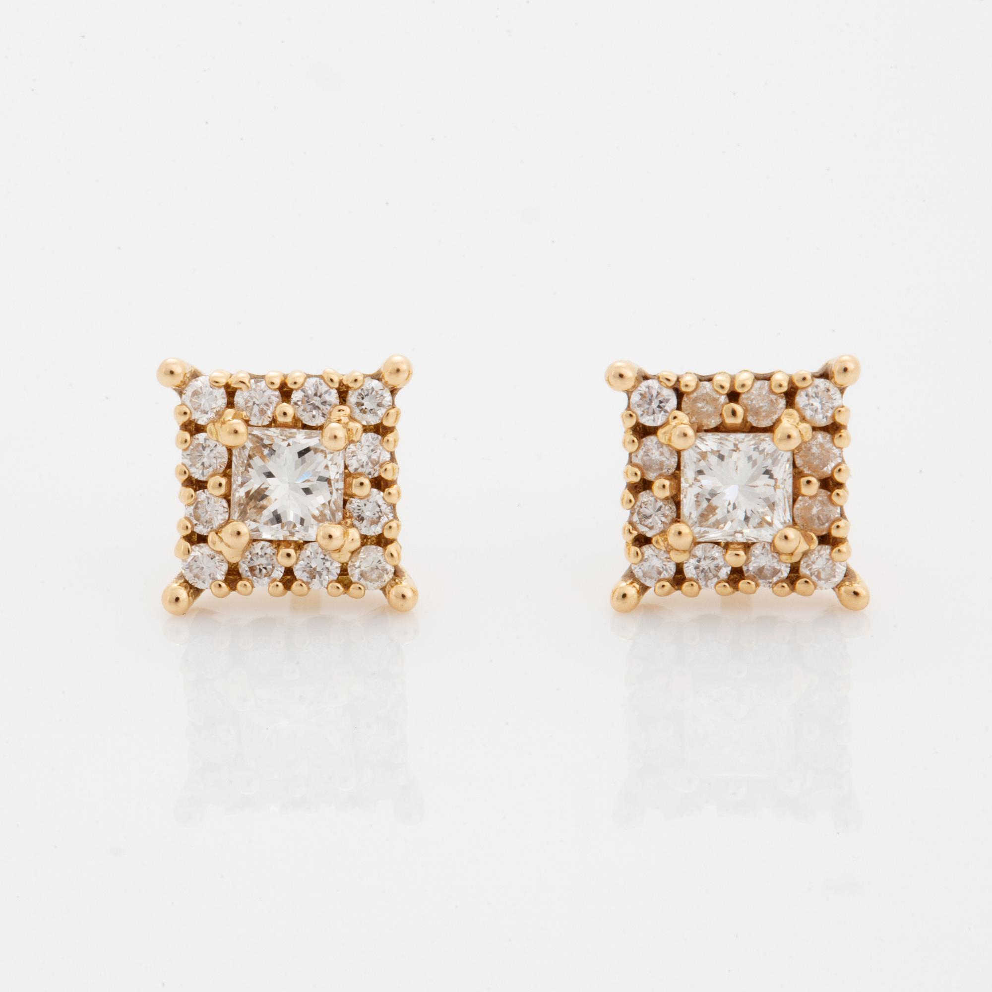 Diamond earrings.