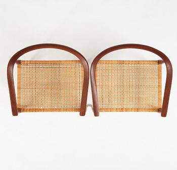 Nanna Ditzel, a pair of teak and rattan model 113 chairs, Poul Kold Savverk, Denmark, post 1955.