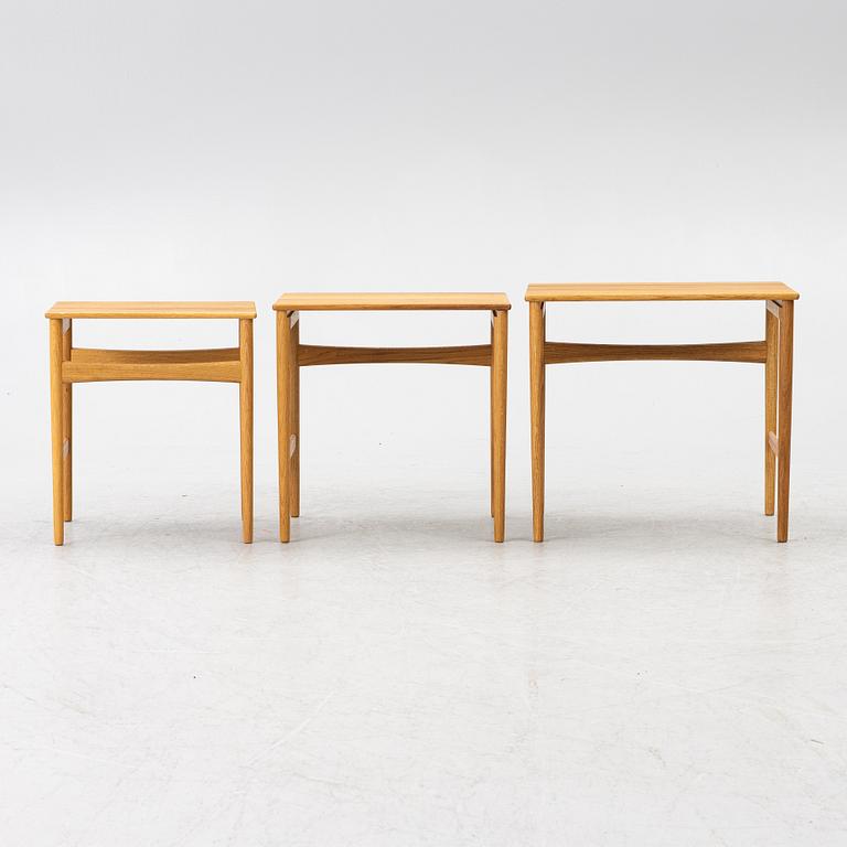 Hans J. Wegner, a 3 pieces nesting table, CH004, Carl Hansen & Søn, Denmark, contemporary.