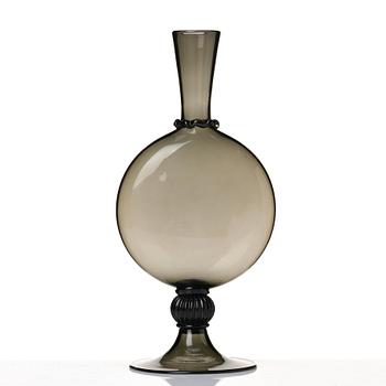 Vittorio Zecchin, a smoke coloured "Soffiato" glass vase, model 1464, Venini, Murano, Italy 1920's.