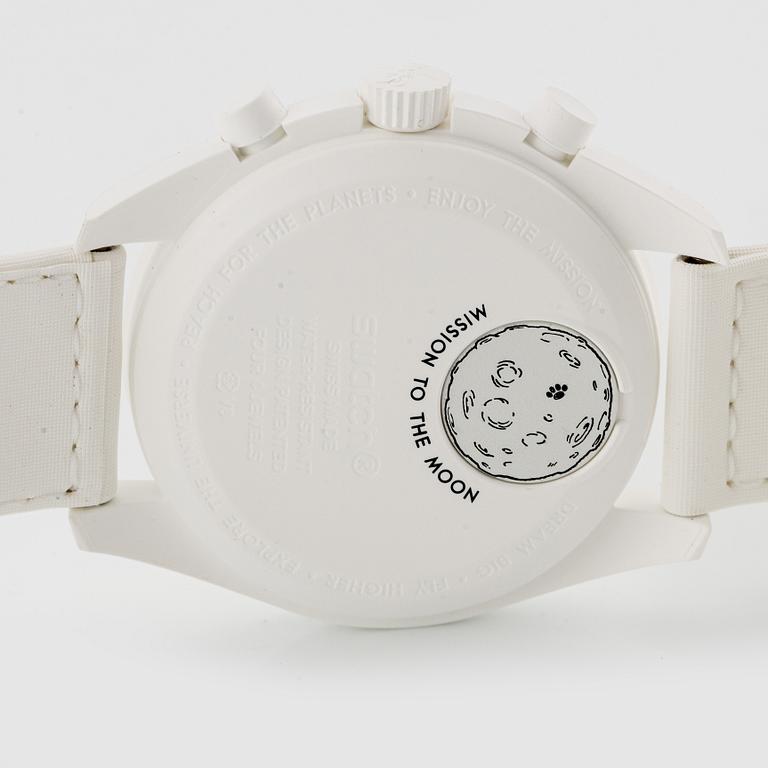 Omega/Swatch,  MoonSwatch, Mission to the MoonPhase, "Snoopy", kronograf, armbandsur, 42 mm.