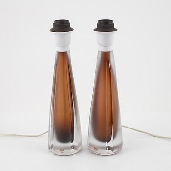 A pair glass Kosta table lamps, second half 1900's.