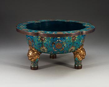 A Cloisonné tripod censer, Qing dynasty (1644-1912).