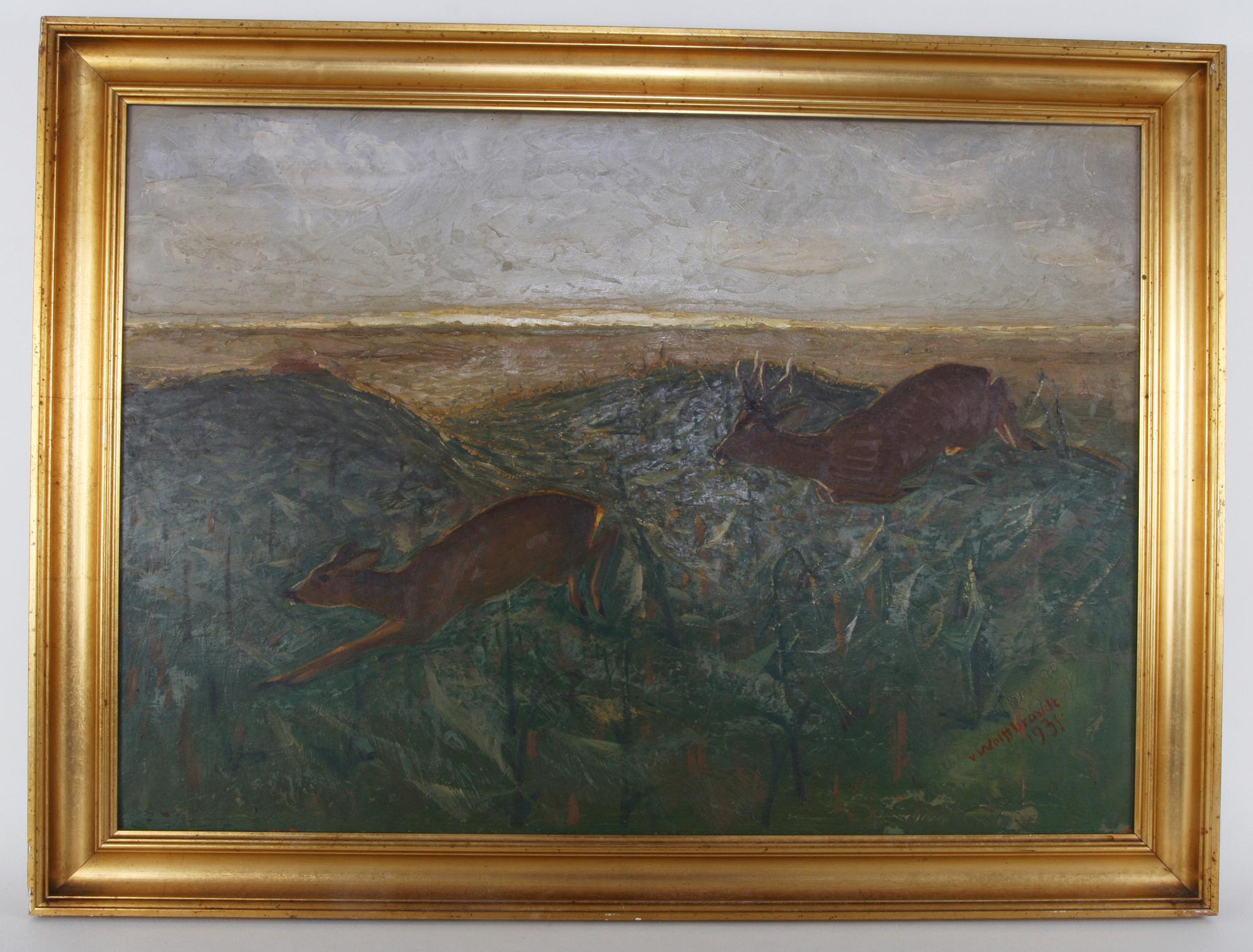 OKÄND KONSTNÄR. Olja på pannå, sign Wolffbrandt o dat 1931.