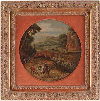 Esaias van de Velde Hans krets, Landskap med ryttare vid kloster.