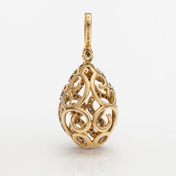 A 14K gold egg-shaped pendant with diamonds ca. 0.53 ct in total. With IGI certificate number.