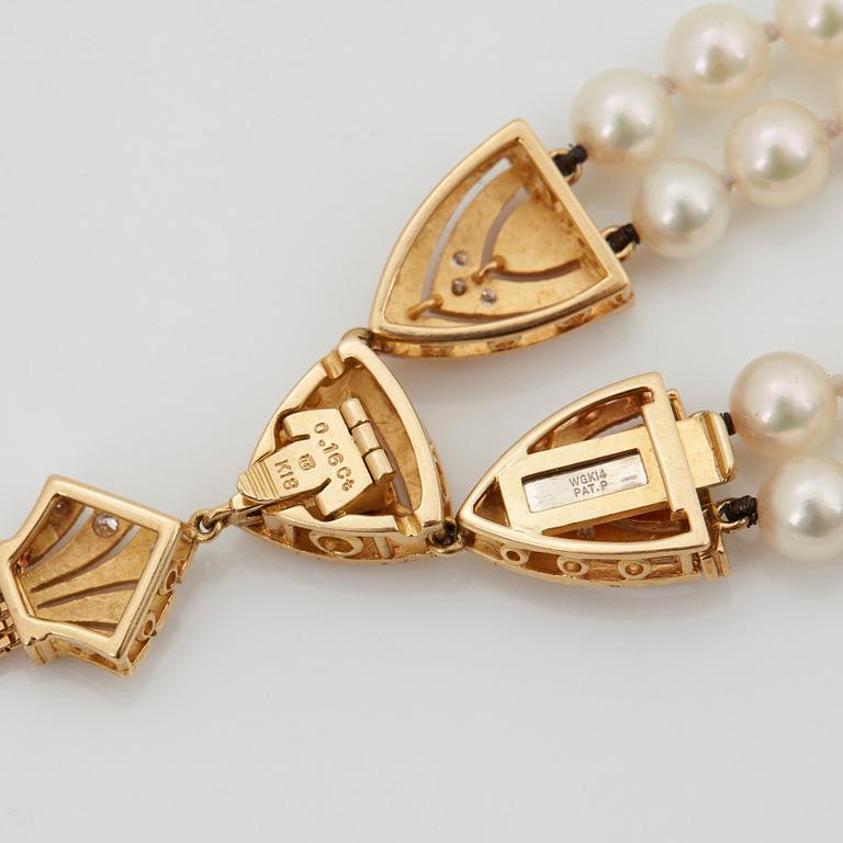 Mikomoto tvåradig collier odlade pärlor.