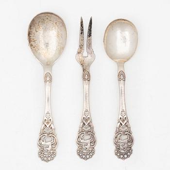 Serving cutlery, 3 pieces, silver, Norway.