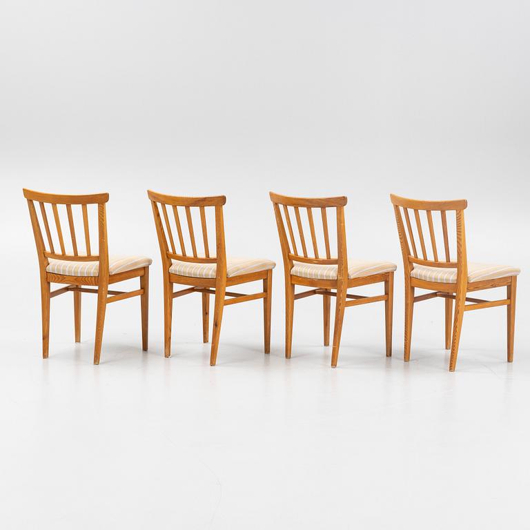 Carl Malmsten, a set of four 'Själevad' pine chairs, mid 20th Century.