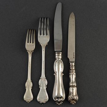 CUTLERY, 35 pieces, silver, 19th and 20th century.