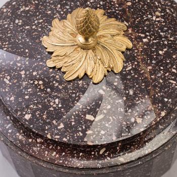 A Swedish Empire 19th century porphyry butter box.