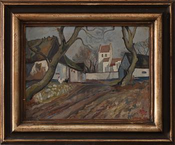 ACKE ÅSLUND, olja på pannå, sign o dat 1932.