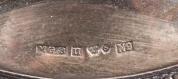 A set of three pair of Swedish 20th century silver candle sticks.