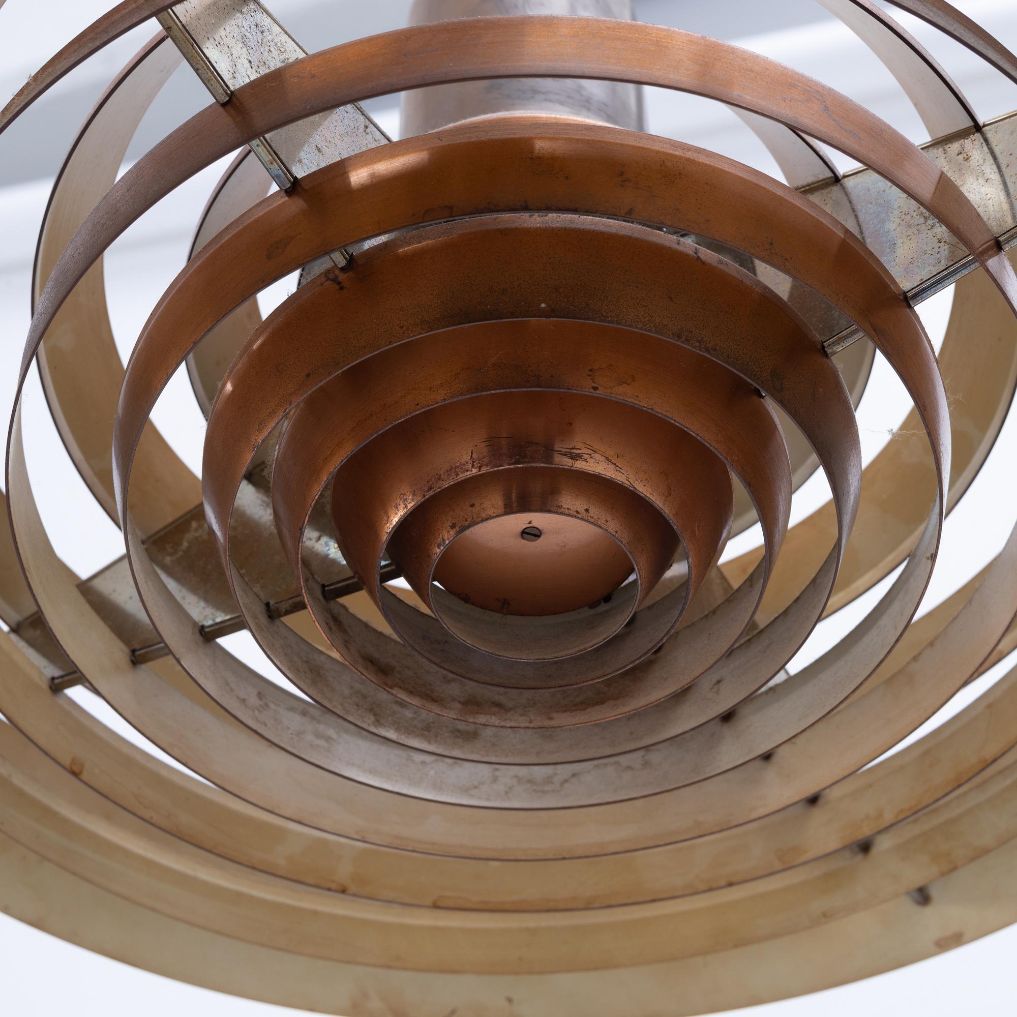 Poul Henningsen, a copper ceiling lamp "PH Tallerken", Louis Poulsen Denmark, second half of the 20th century.