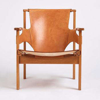 Carl-Axel Acking, an oak and brown natural leather 'Trienna' chair, Nordiska Kompaniet, Sweden.