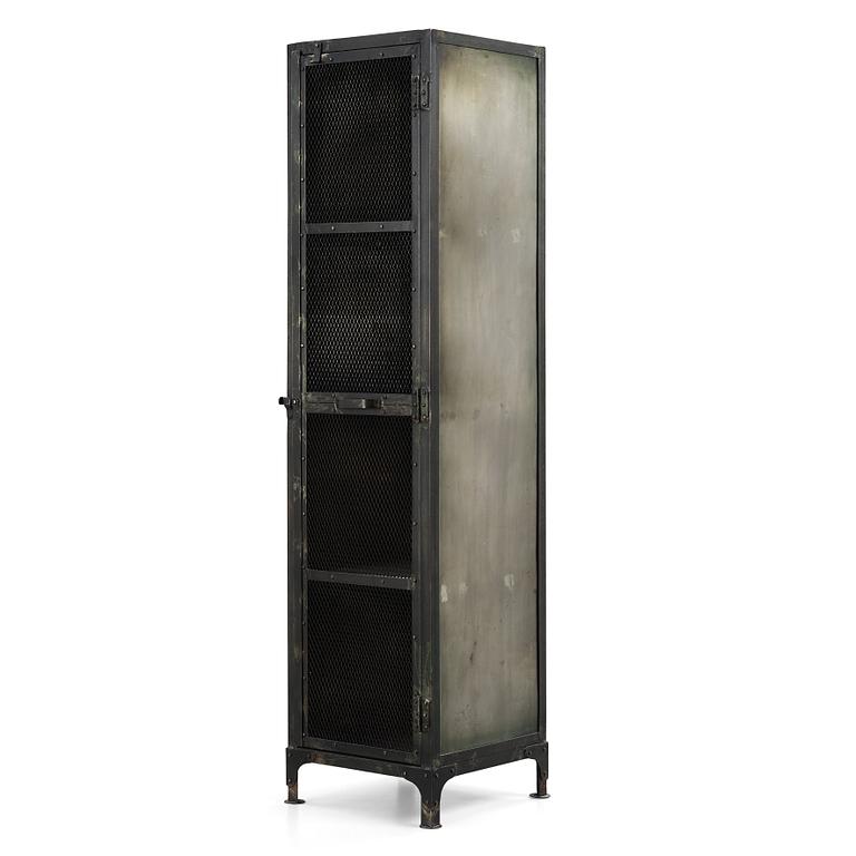 A contemporary patinated metal cabinet.