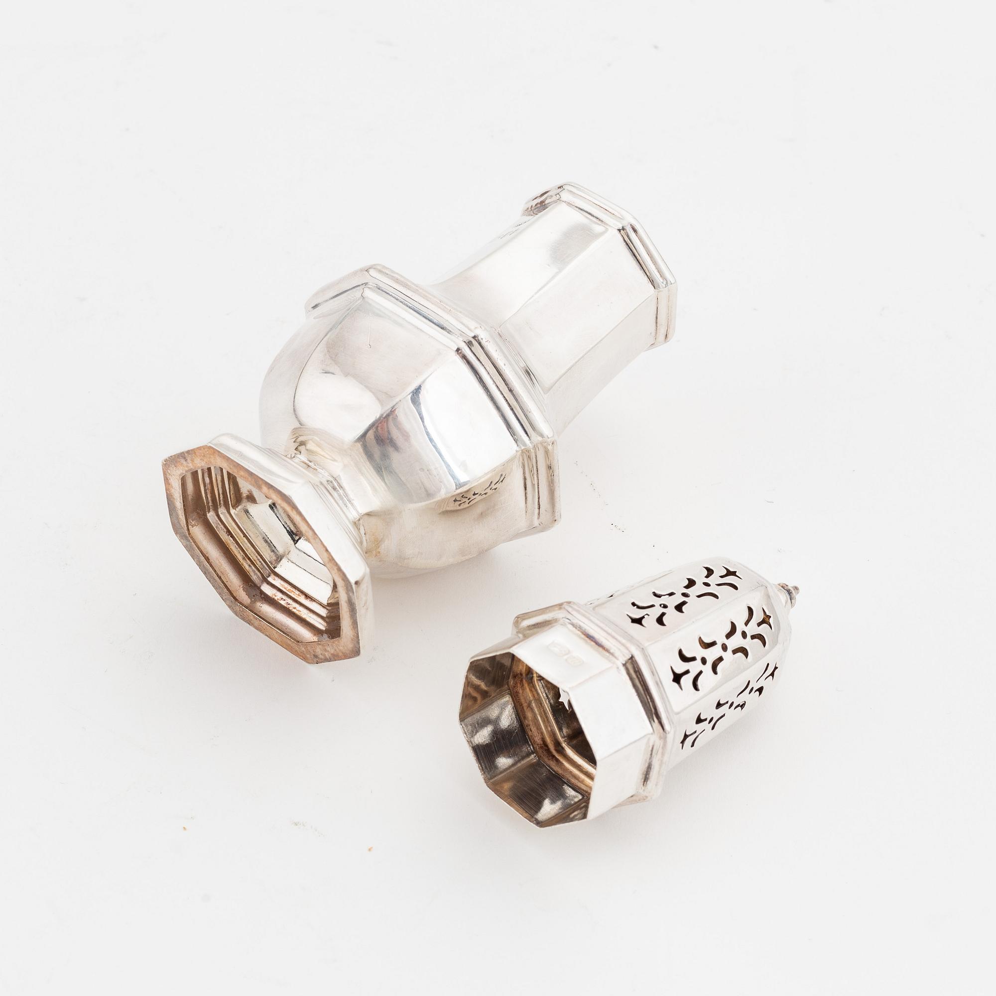 B.P. Co, a silver sugar shaker,  London, 1967.