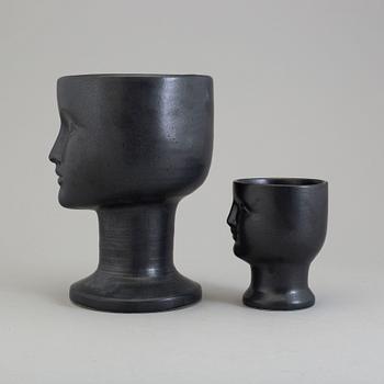 Two Lisa Larson flower pots, Gustavsberg, Sweden.