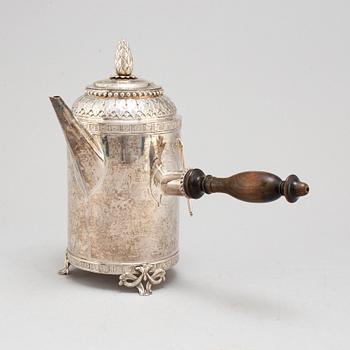 A Swedish 18th century silver coffee-pot, mark of Anders Hjulström, Köping 1792.