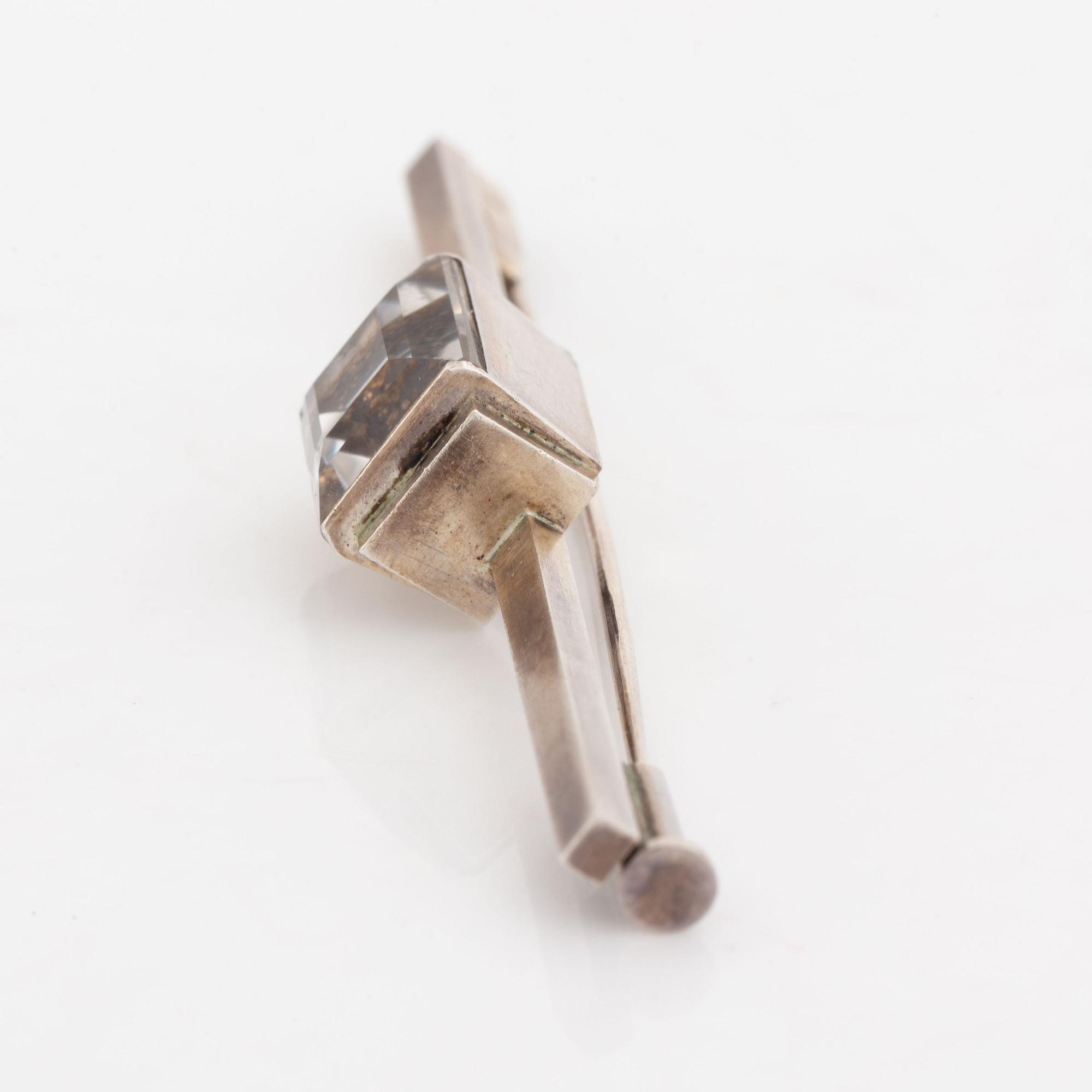 Wiwen Nilsson, sterling silver and rock crystal brooch.