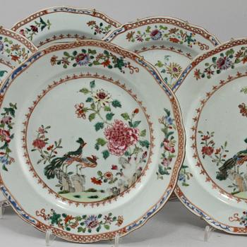 PARTI PORSLIN, 9 delar, Kina, 1700-tal.