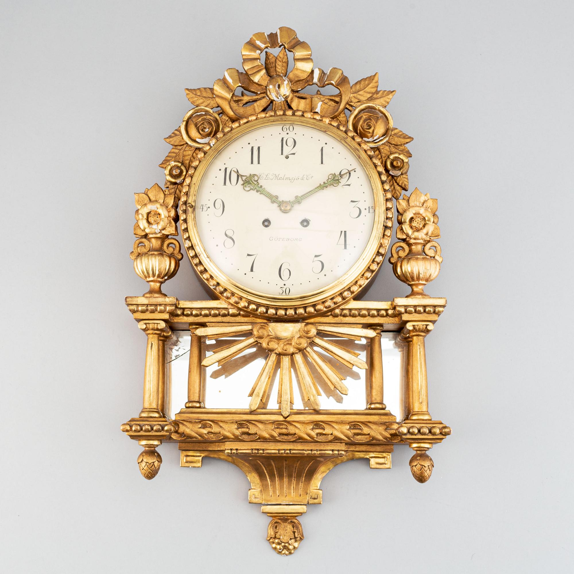 Väggpendyl, gustaviansk stil, C.L. Malmsjö & Co, Göteborg.