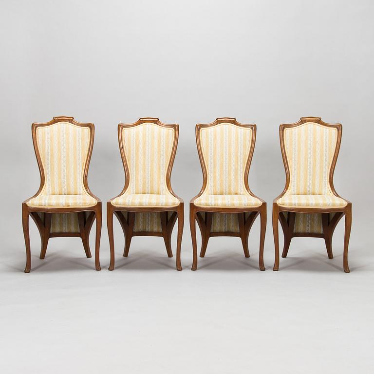 Edward Colonna, Four side chairs for Samuel Bing, Paris c. 1900.