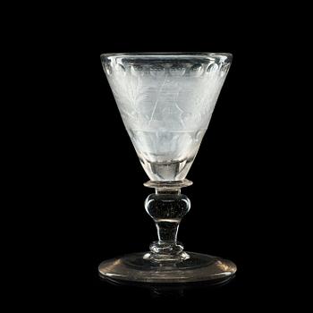 677. A cut and engraved goblet, 18th Century.