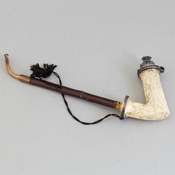 AN AUSTRIA HUNGARY PIPE, silver, dated 1835.