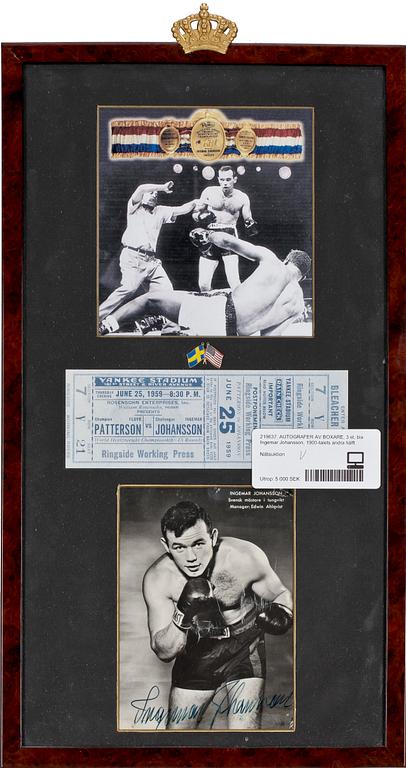 AUTOGRAFER AV BOXARE, 3 st, bla Ingemar Johansson, 1900-talets andra hälft.