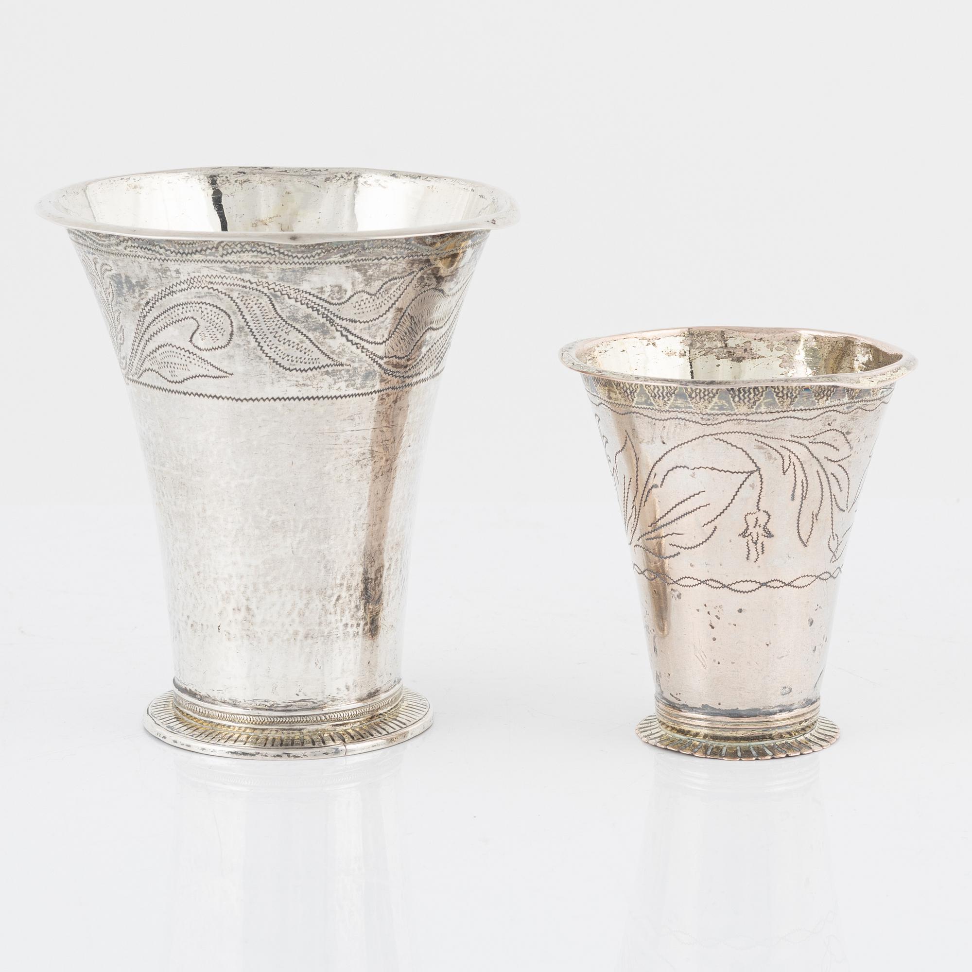 Two Swedish Silver Beakers, early 19th Century.