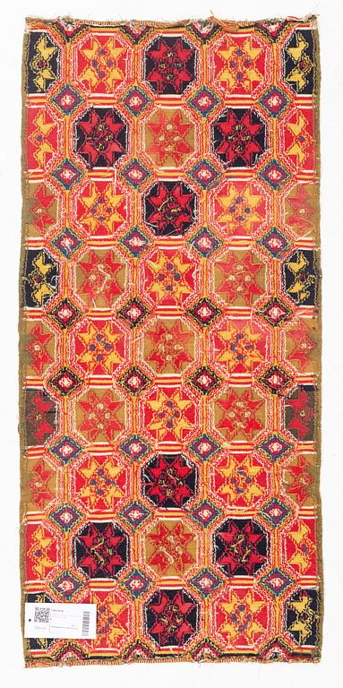 A carrige cushion,flat weave, ca 94,5 x 43 cm, Skåne, 1800-1830.