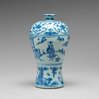 A blue and white Meiping vase, Ming dynasty, 16th Century.