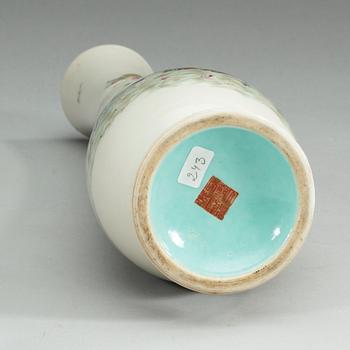 A famille rose vase, Republic, first half of 20th Century with Qianlong seal mark.