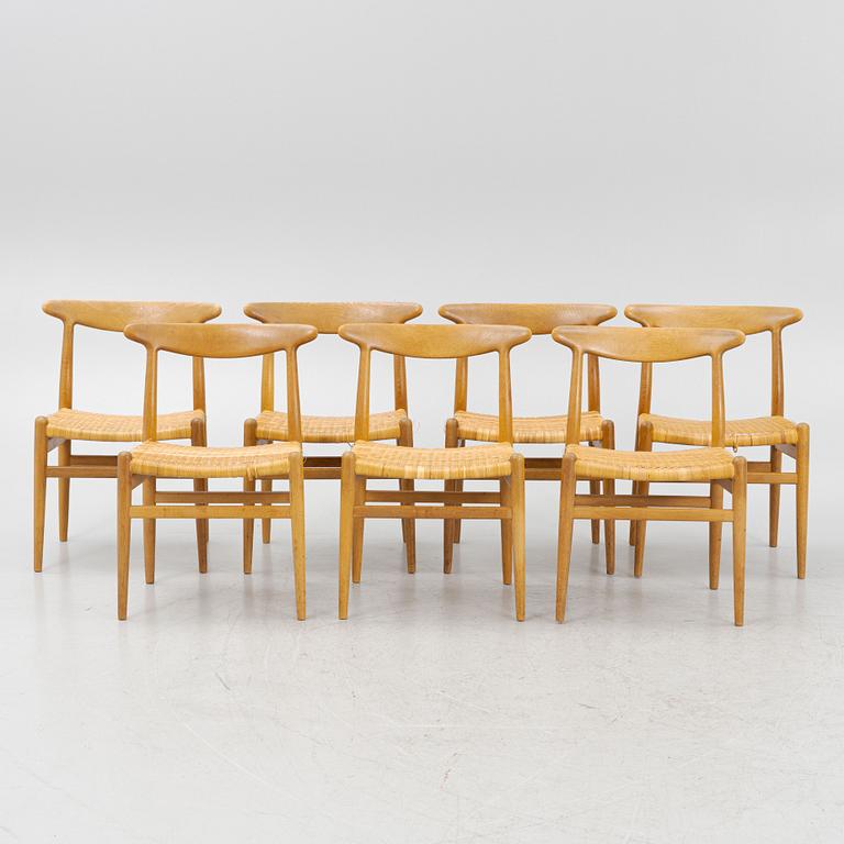 Hans J. Wegner, chairs, 7 pcs, "W2", CM Madsen, Denmark, designed in 1953.