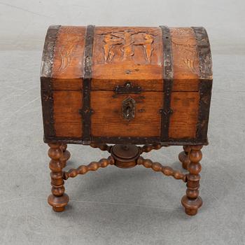 A pine chest, 18th Century.