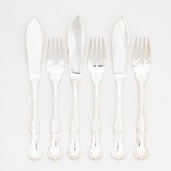 Fish cutlery silver 12 + 12, GAB, 1967.