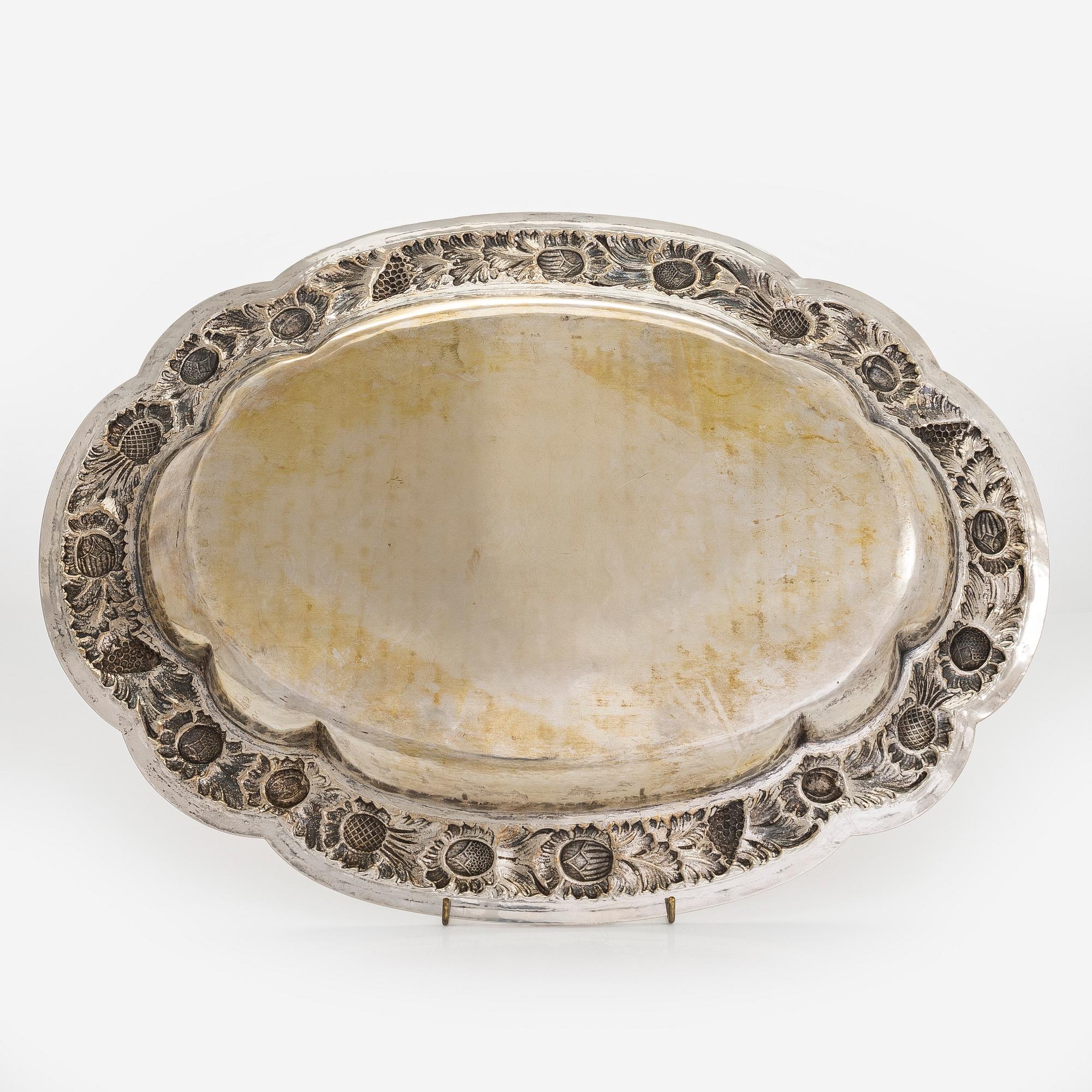 A silver salver, maker's mark of Axel Salomonsen, Copenhagen Denmark, 1933-1977.